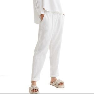 Kenar White Relaxed Linen Jogger Pants
